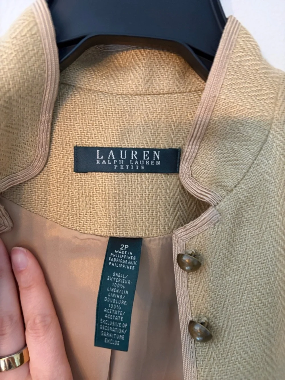 Lauren Ralph Lauren Tan Military-Inspired Button Jacket- Vintage Rarity!! - Picture 5 of 6